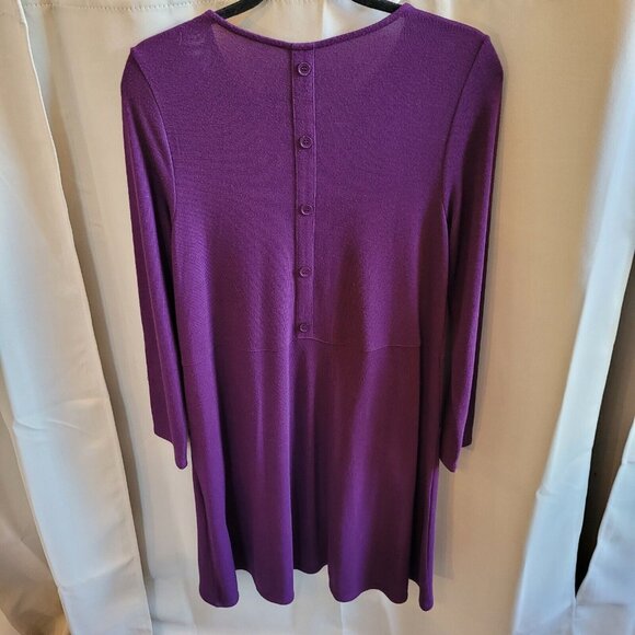 Chicos Women Dress Size 8 Small Purple Knit Pockets Shirt Pullover Stretch 15782 - Picture 3 of 7
